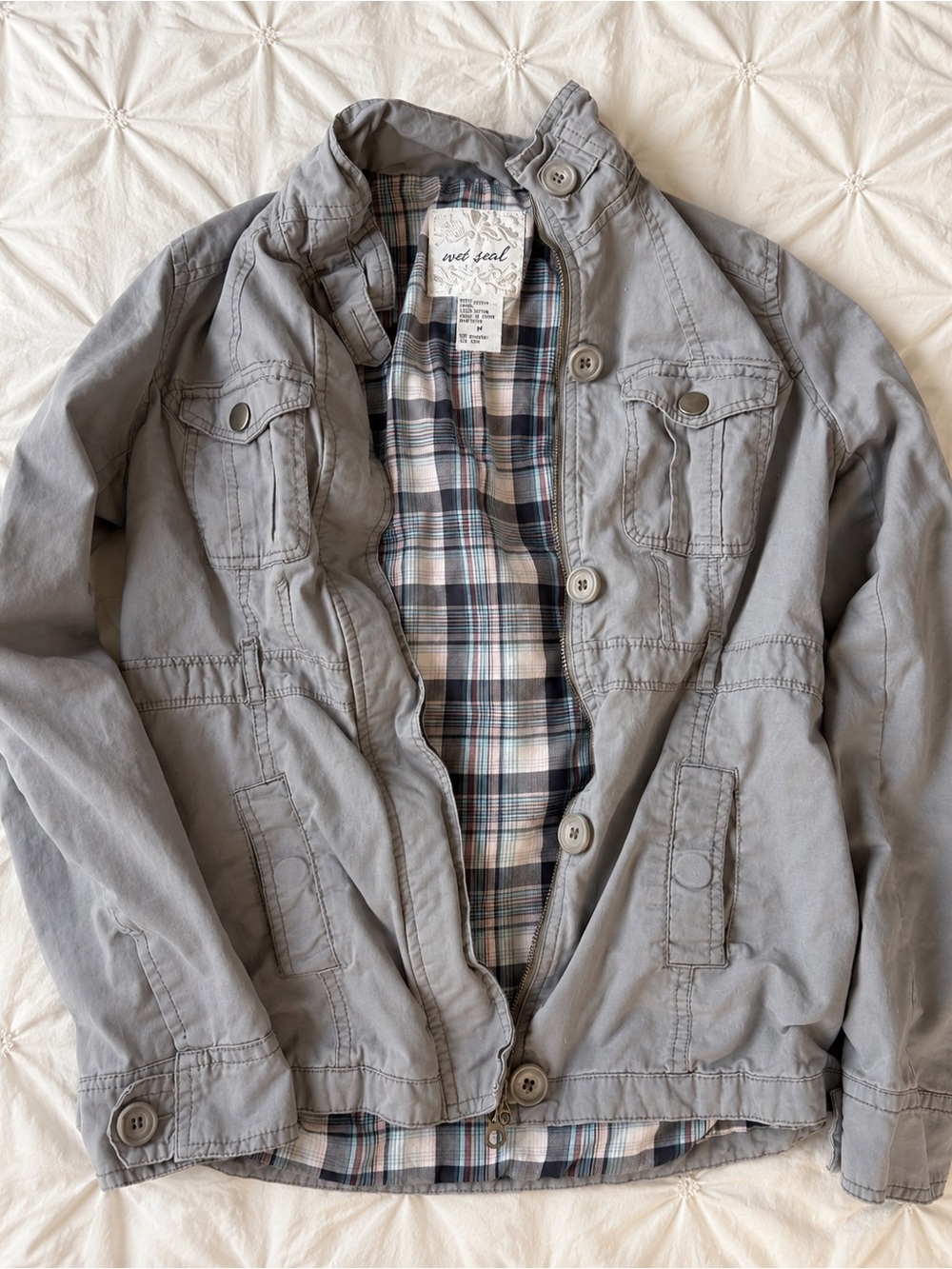 Genuine Y2K Wet Seal Gray Utility Jacket Women’s Medium Twilight Bella Swan Insp
